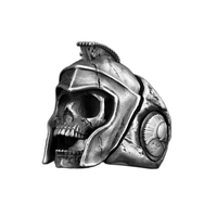 Solid Sterling Silver Greek Mythology Spartan King Leonidas Skull Ring - Thumbnail 3