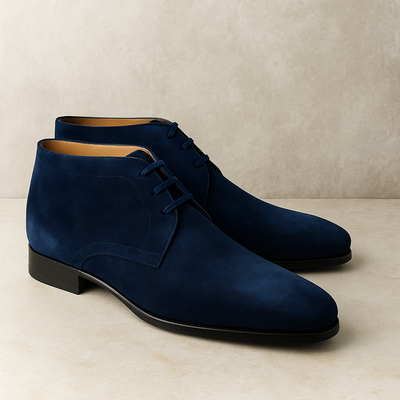 Revise Edition Handmade Men Casual Wear Navy Blue Chukka Lace Up Boot