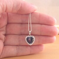 BOXED GIFT /925 Sapphire (Lab Created) & Cz Heart Pendant & Chain/Sapphire Jewelry/Silver Sapphire Necklace/Sapphire Pendant/Sapphire Gift/UK - Thumbnail 4