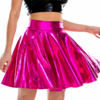 Laser glossy large swing short skirt - Thumbnail 8