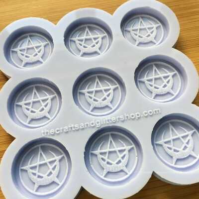 1" pentacle crescent moon silicone mold