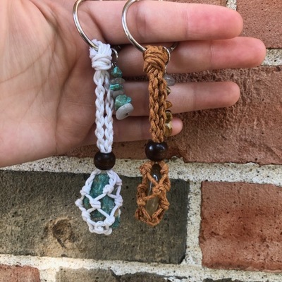Crystal macrame keychains