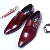 Pointed toe business shoes men's metal buckle shoes 3 colors - Thumbnail 4