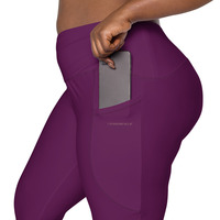Faith First High-Waisted Pocket Leggings  Plum Gold Edition | Chayilpreneur Activewear - Thumbnail 2