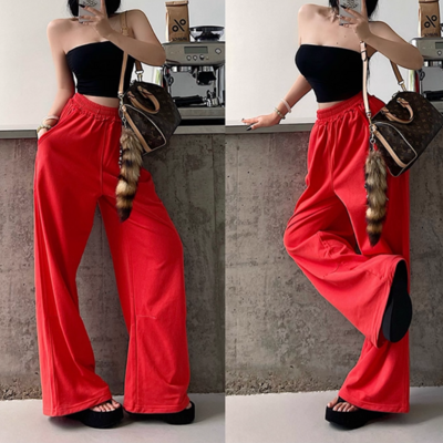 Low-rise loose versatile casual floor-length straight pants