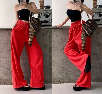 Low-rise loose versatile casual floor-length straight pants