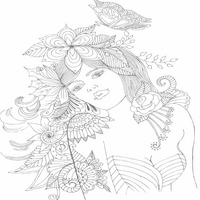Coloring Book - 125 Friendly Faces Full Page Coloring Book, Friendly Faces, Portrait, Grayscale Coloring Book, Printable PDF File - Thumbnail 4