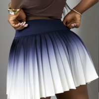 High Waist Women's Gradient Color Pleated Skirt - Thumbnail 11