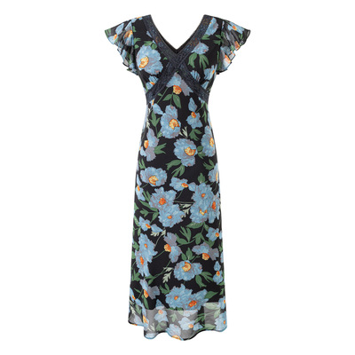 Retro fresh casual small flying sleeve dress