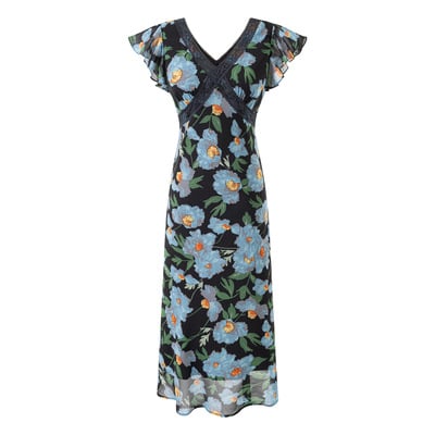 Retro fresh casual small flying sleeve dress