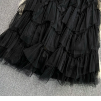 Tulle Layered Flowy Maxi Skirt with Elastic Waist - Thumbnail 3