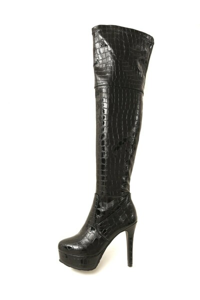 Women's over the knee boots embossed side zipper long boots 3 colors