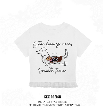 Retro cute hot girl short sleeve T-shirt