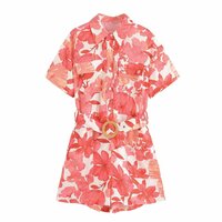 Fashionable and simple slim print short jumpsuit - Thumbnail 2