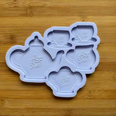 Vintage high tea floral set silicone mold