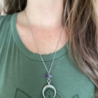 Witchy Amethyst Crescent Moon Pendant Necklace  - Thumbnail 1