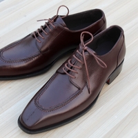Crafted Leather Handmade Men Classic Dark Brown Split Toe Derby Oxford Lace up Dress Shoes - Thumbnail 2