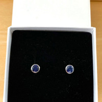 BOXED GIFT/925 Sapphire (Lab Created) Stud Earrings/ Sapphire Studs/Sapphire Jewellery/Sapphire Jewelry/Sapphire Jewelery/September Birthstone - Thumbnail 7