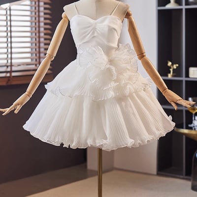 Lovely a-line tulle short prom dress, white homecoming dress