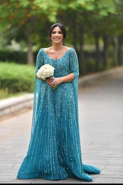 Plus Size Blue Prom Dresses Sequins Lace Evening Gowns Formal Party Gowns