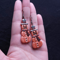 Pumpkin Snowman Clay Earrings - Thumbnail 9
