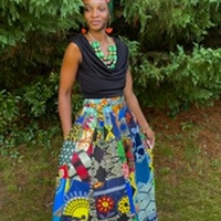 Patchwork Maxi Skirt w/ Headwrap - Thumbnail 2