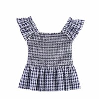 Vintage Blue Plaid Twist-knot Sleeveless Camisole - Thumbnail 1