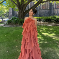 Gorgeous Flowy Layered Ruffles Long Dress - Thumbnail 1