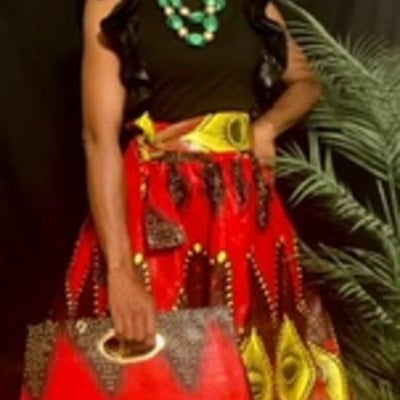 Sahara sunset skirt w/ headwrap & purse