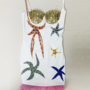Women Fashion Runway Mini Dress Starfish Shell Crab Print Tassel Hem Sleeveless Tank Strap Dresses-4