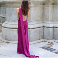 Elegant Halter Backless Long Satin Party Dress for Women - Thumbnail 1
