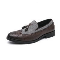 Men's tassel shoes brogue carved loafers 2 colors - Thumbnail 2