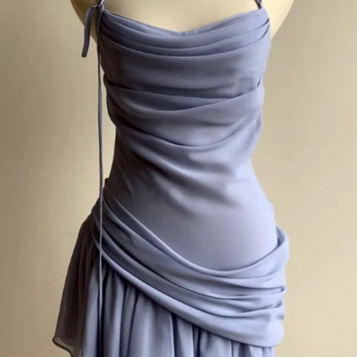 Simple irregular short chiffon prom dresses - Thumbnail 1