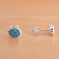 BOXED GIFT SET/Sterling Silver Blue Opal Oval Pendant & 18" Chain/Blue Opal Necklace/Blue Opal Jewellery/Blue Opal Jewelry/October Birthstone/UK - Thumbnail 4