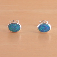 BOXED GIFT SET/Sterling Silver Blue Opal Oval Pendant & 18" Chain/Blue Opal Necklace/Blue Opal Jewellery/Blue Opal Jewelry/October Birthstone/UK - Thumbnail 3