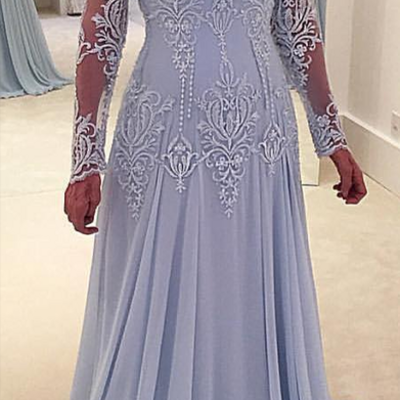 Elegant a-line lace long-sleeve mother-the-bride dresses
