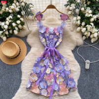 Luxury Chic 3D Floral Embroidered Bandage Party Dress - Thumbnail 3