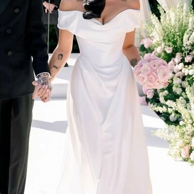 Sexy wedding dress, mermaid off the shoulder satin bridal dress bridal gown