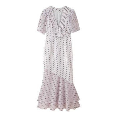 Fashionable and casual temperament short-sleeved printed stitching bow dress - Thumbnail 1