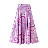 Fashionable sexy hot girl positioning print satin top skirt - Thumbnail 4