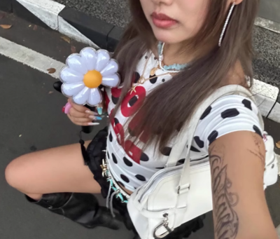 Millennial Hottie Polka Dot Letter Print Sexy Short Sleeve Top