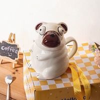 Funny Dog Ceramic Mug With Spoon And Lid - Thumbnail 2