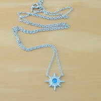BOXED GIFT SET/Sterling Silver Blue Opal & Cz Star Necklace/Star Earrings/Star Jewelry/Opal Necklace/Opal Jewellery/Opal Jewelry/October birthstone/UK - Thumbnail 2