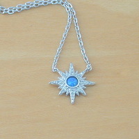 BOXED GIFT SET/Sterling Silver Blue Opal & Cz Star Necklace/Star Earrings/Star Jewelry/Opal Necklace/Opal Jewellery/Opal Jewelry/October birthstone/UK - Thumbnail 1