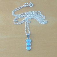 BOXED GIFT SET/Sterling Silver Blue Opal Rectangle Pendant & Chain/Blue Opal Necklace/Opal Necklace/Opal Jewellery/Opal Jewelry/Opal Earrings/UK - Thumbnail 2