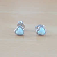 BOXED GIFT SET/Sterling Silver Opal Heart Pendant & Chain/Opal Necklace/Opal Heart Necklace/Opal Jewellery/Opal Pendant/Opal Earrings/UK - Thumbnail 6