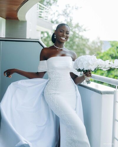 Elegant Mermaid Wedding Dress, Lace Appliques Bridal Dress Bridal Gown