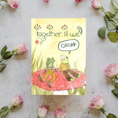 Anniversary card with loving frogs