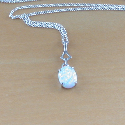 925 white opal pendant & 18 inch silver chain/sterling silver opal necklace/opal jewellery/opal jewelry/october birthstone/ u.k