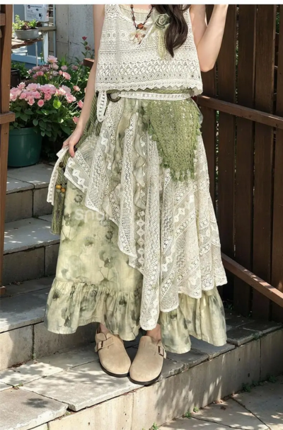 Vintage Fashion Irregular Midi Skirt